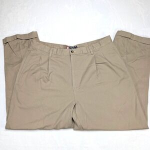 Chaps Ralph‎ Lauren Vintage Mens Khaki Pleated Casual Pants Size 40x30 Cotton
